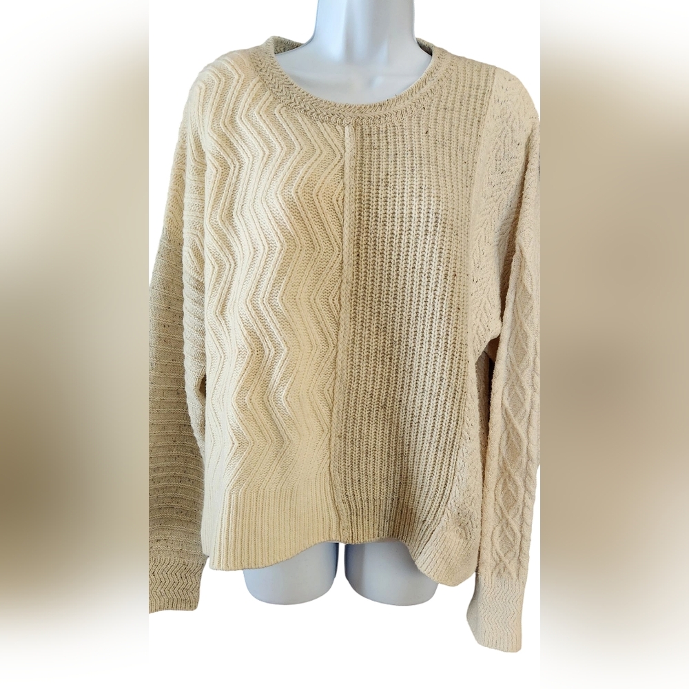 Margaret O'Leary~multi patterned knit sweater~size large